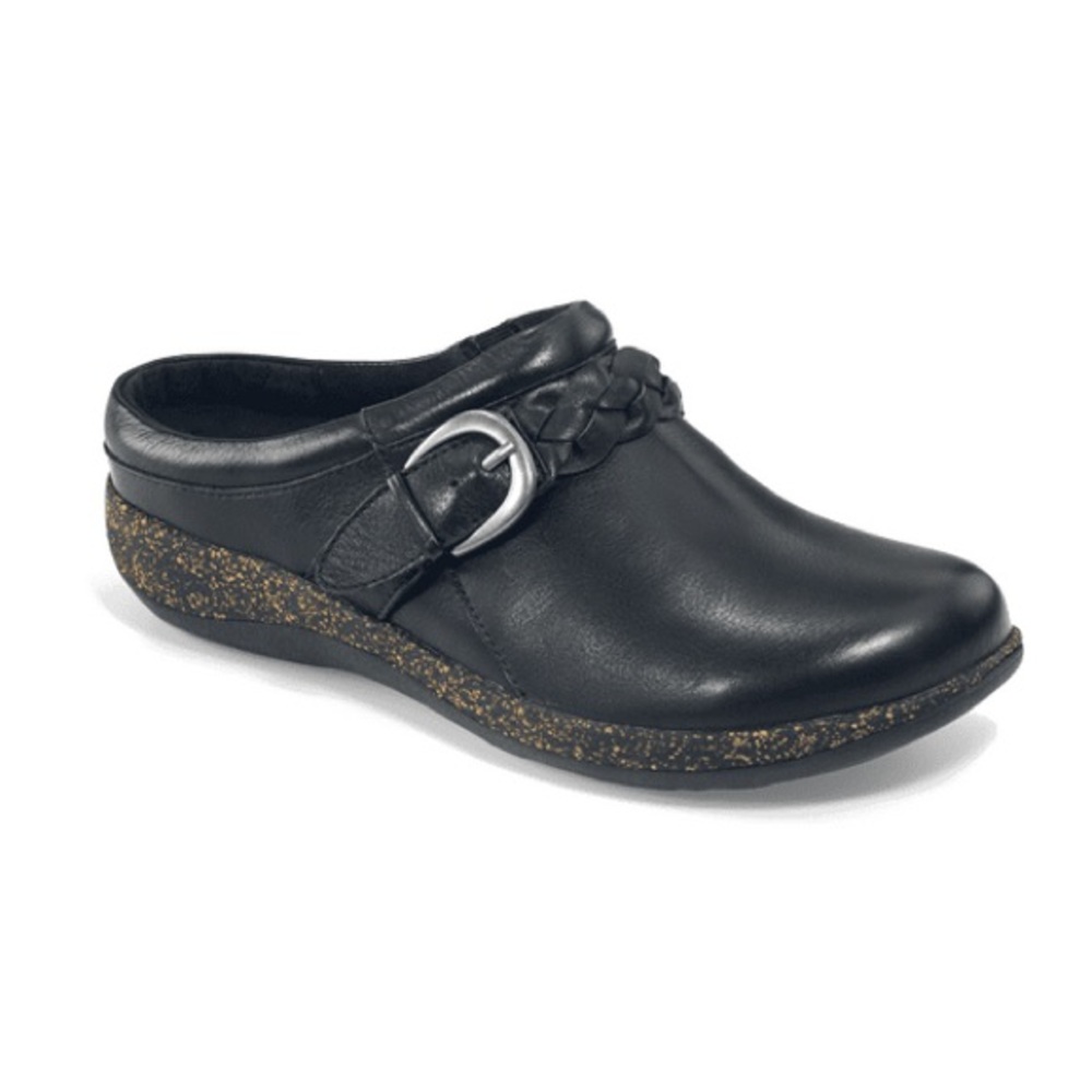 Aetrex Black Leather Libby Comfort Clog‎ Women’s Size 11 US 43 EU
